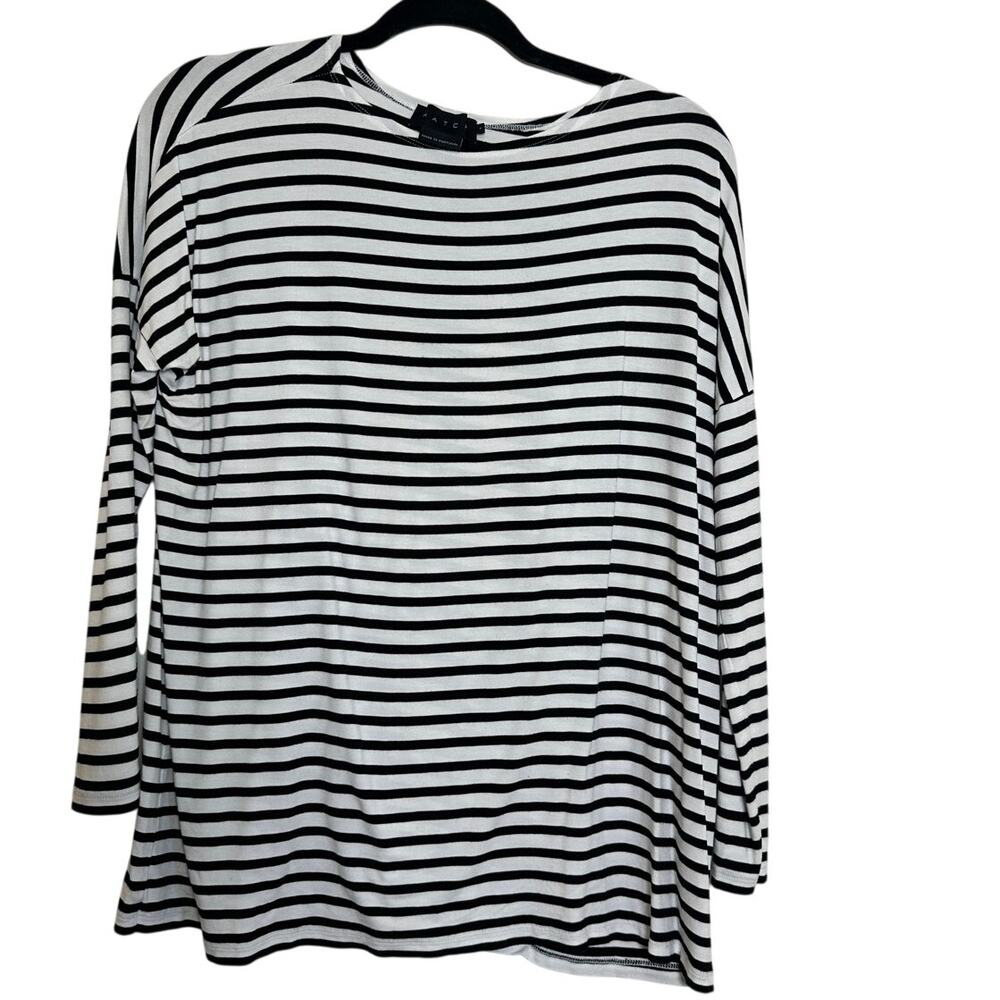 HATCH Perfect Long Sleeve Tee Striped Size 1 Small Black White Maternity Top - Picture 2 of 7
